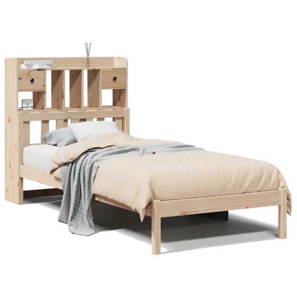 vidaXL riiuliga voodiraam ilma madratsita, 75x190 cm, m&auml;nnipuit