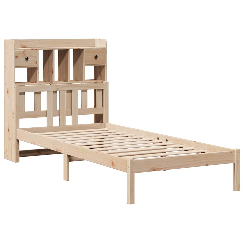 vidaXL Bed met boekenkast zonder matras massief grenenhout 75x190 cm afbeelding