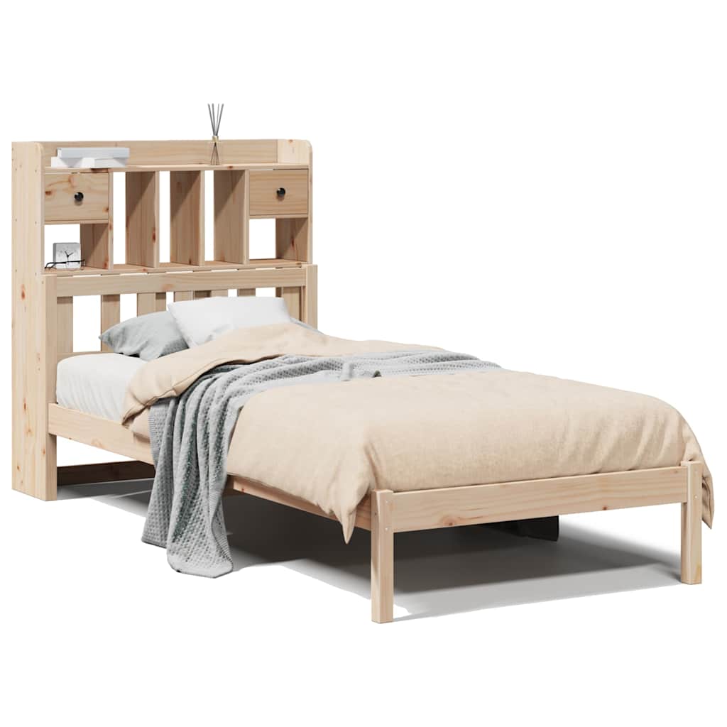vidaXL Postel s knihovnou bez matrace 90 x 190 cm masivní borovice