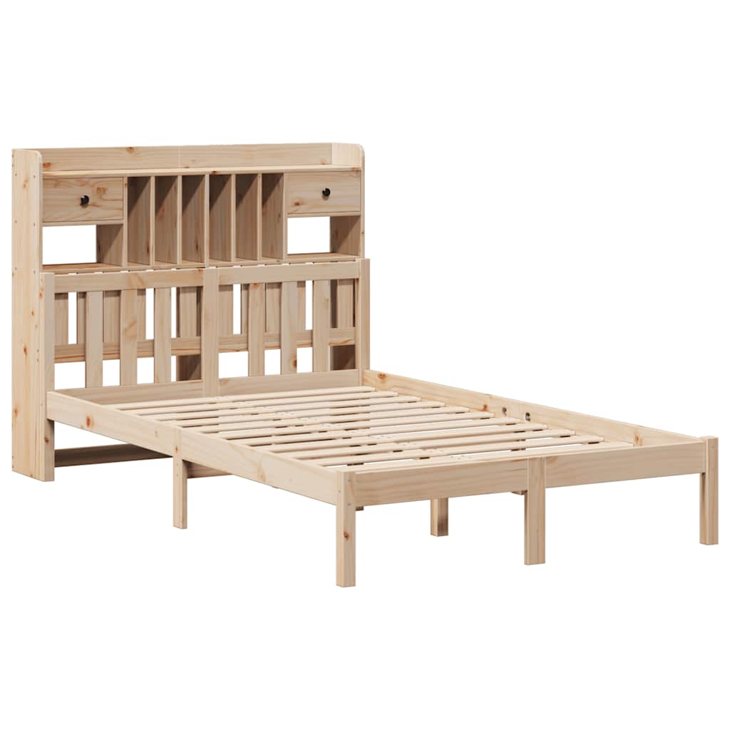 vidaXL Bed met boekenkast zonder matras massief grenenhout 135x190 cm afbeelding