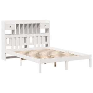 vidaXL Bookcase Bed without Mattress White 140x200 cm Solid Wood Pine
