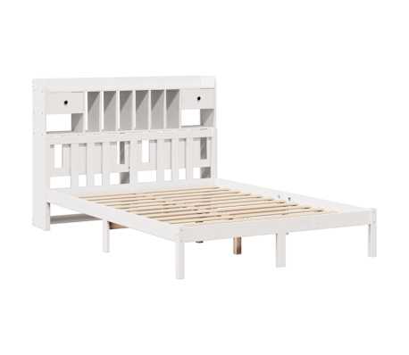 vidaXL Cama com estante sem colch&atilde;o 150x200 cm pinho maci&ccedil;o branco