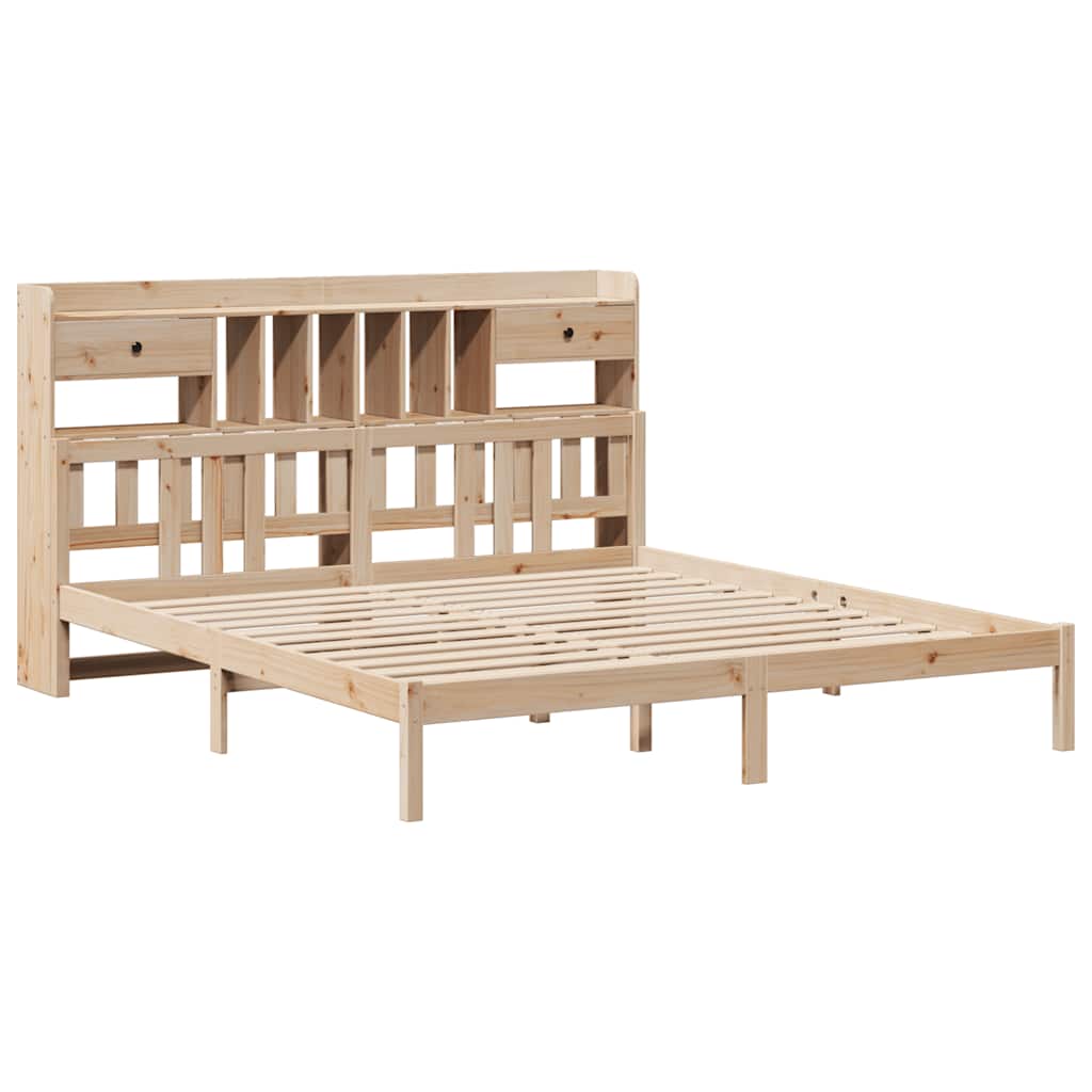 vidaXL Bed met boekenkast zonder matras massief grenenhout 200x200 cm afbeelding