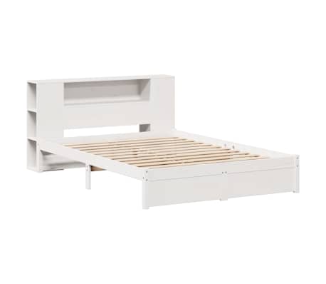 vidaXL Bookcase Bed without Mattress White 120x190cm Small Double Solid Wood Pine