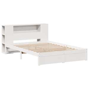 vidaXL Bookcase Bed without Mattress White 120x190cm Small Double Solid Wood Pine