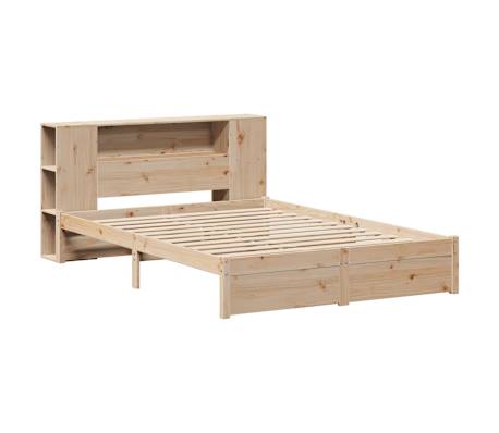 vidaXL Seng med bokhylle uten madrass 135x190 cm heltre furu