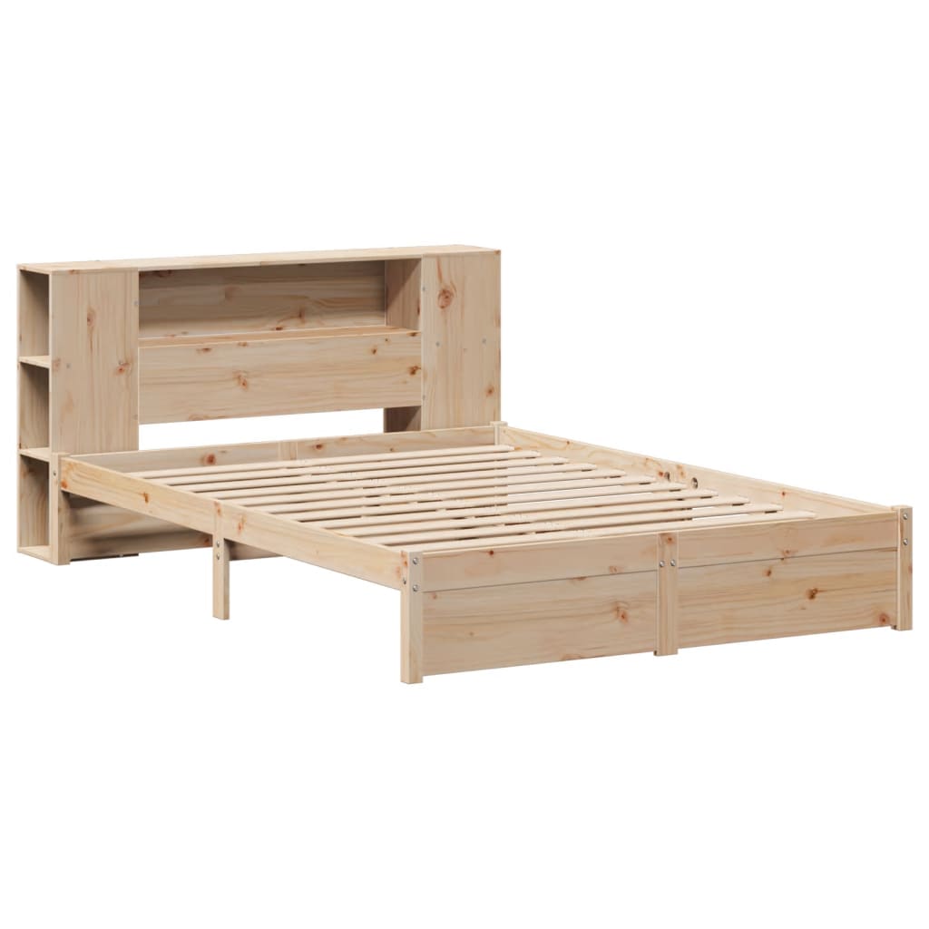 vidaXL Bed met boekenkast zonder matras massief grenenhout 140x200 cm afbeelding