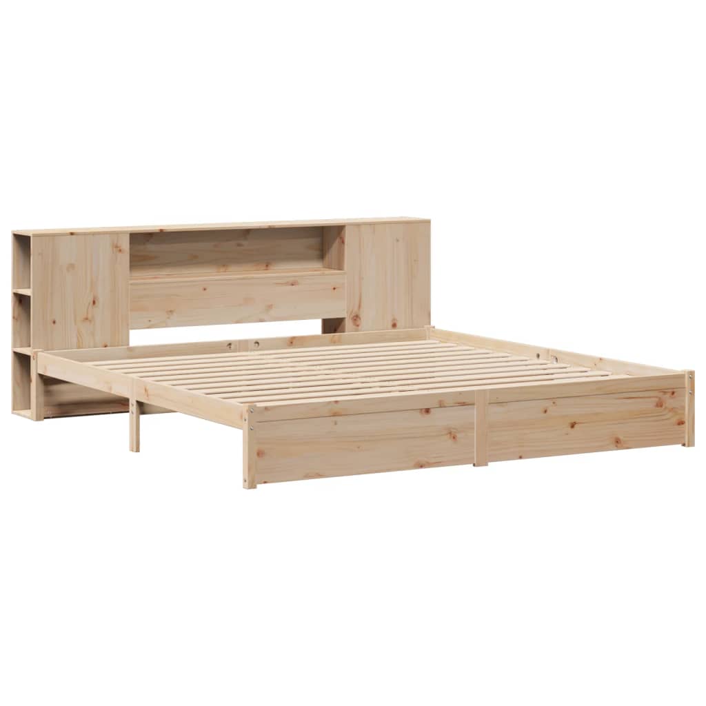 vidaXL Bed met boekenkast zonder matras massief grenenhout 180x200 cm afbeelding