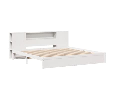 vidaXL Bed met boekenkast zonder matras grenenhout wit 180x200 cm