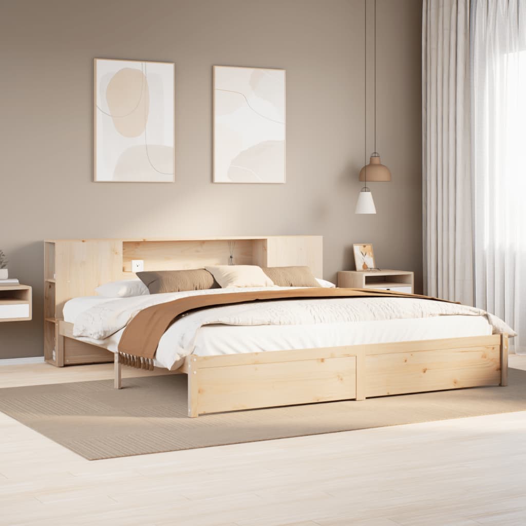 vidaXL Massivholzbett mit Regal ohne Matratze 200x200 cm Kiefernholz
