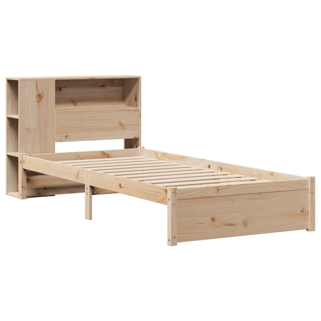 vidaXL Bed met boekenkast zonder matras massief grenenhout 90x190 cm afbeelding