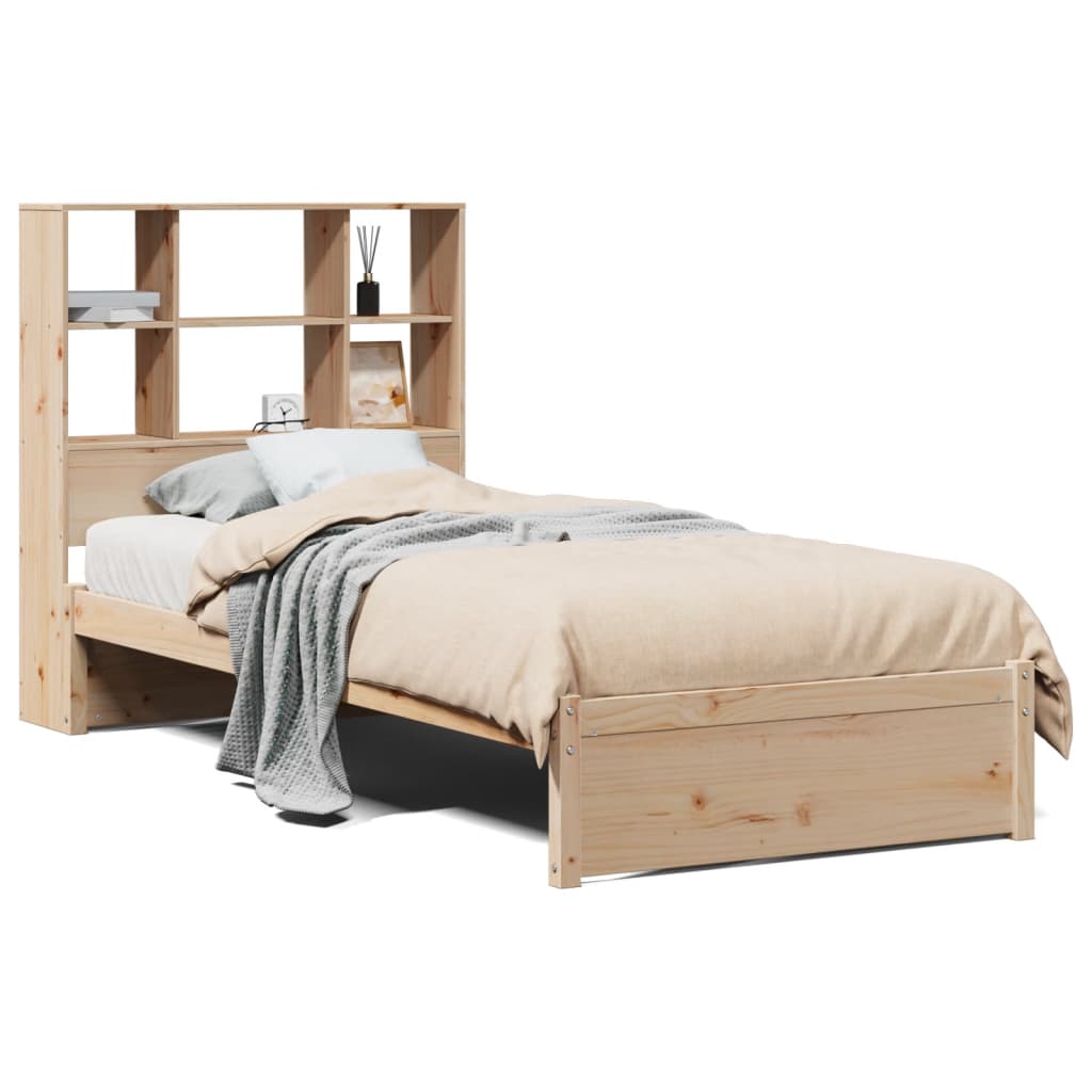 vidaXL Postel s knihovnou bez matrace 90 x 190 cm masivní borovice