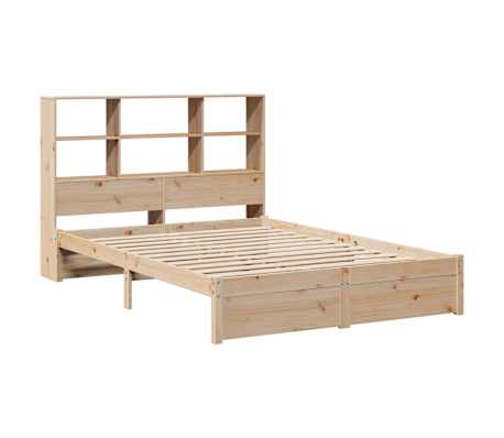 vidaXL Seng med bokhylle uten madrass 120x190 cm heltre furu