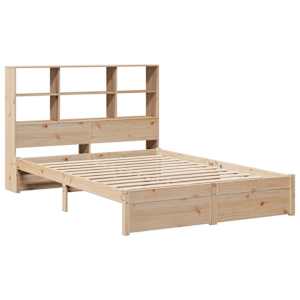vidaXL Cama com estante sem colch&atilde;o 135x190 cm pinho maci&ccedil;o