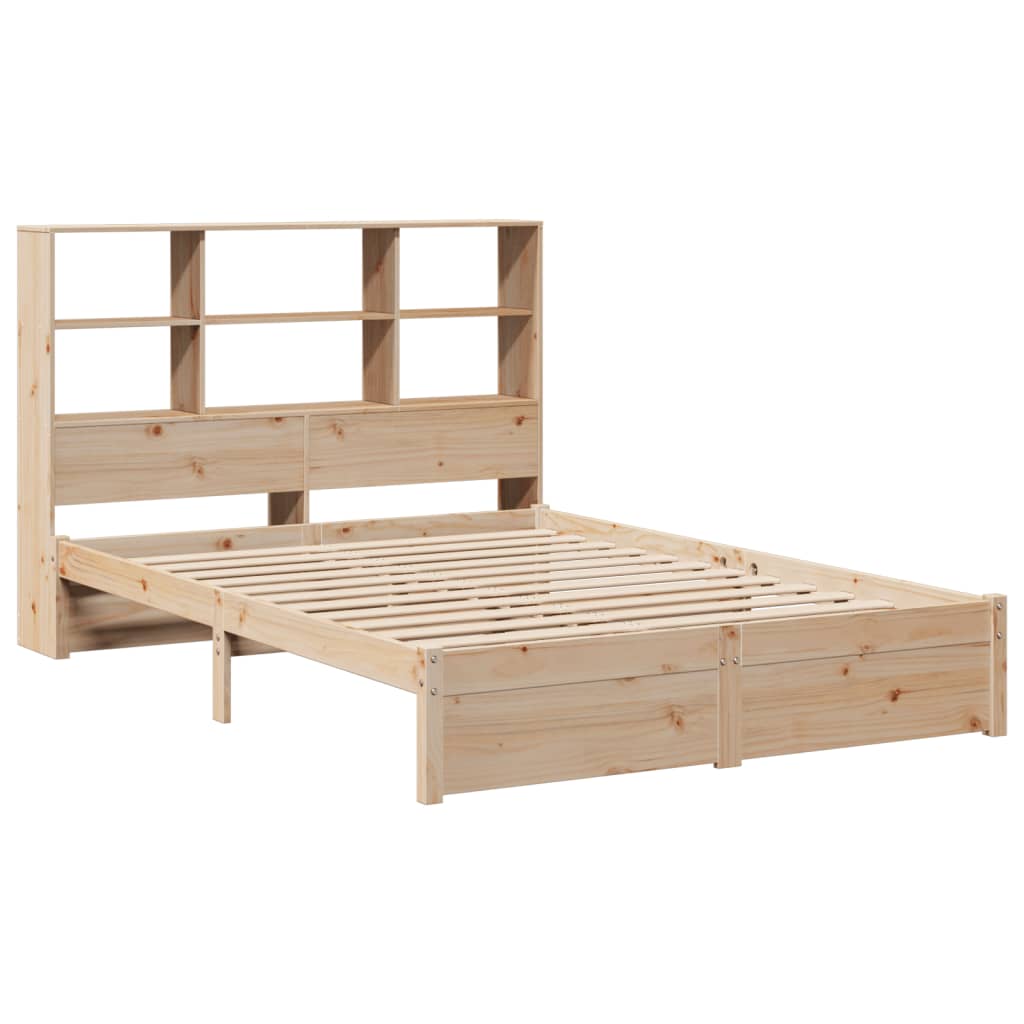 vidaXL Bed met boekenkast zonder matras massief grenenhout 140x200 cm afbeelding