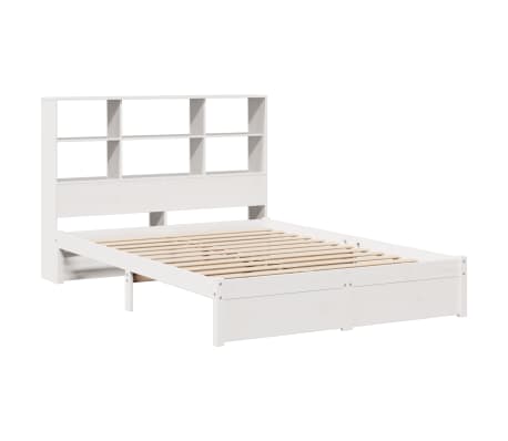 vidaXL Bookcase Bed without Mattress White 150x200cm King Size Solid Wood Pine