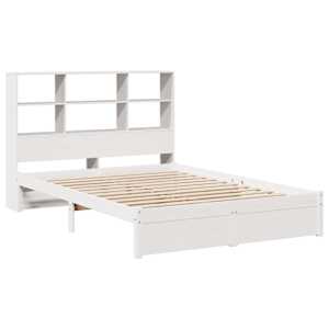 vidaXL Bookcase Bed without Mattress White 150x200cm King Size Solid Wood Pine