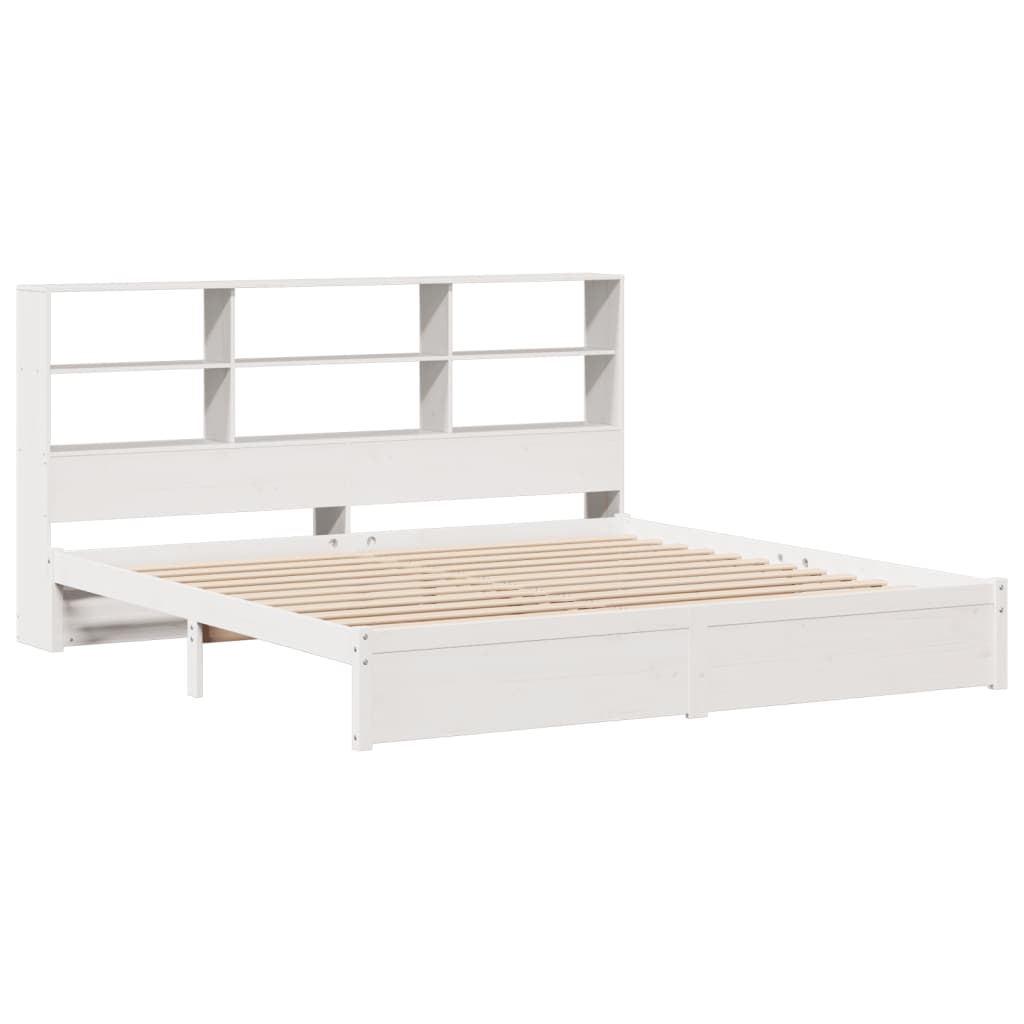 vidaXL Bed met boekenkast zonder matras grenenhout wit 200x200 cm afbeelding
