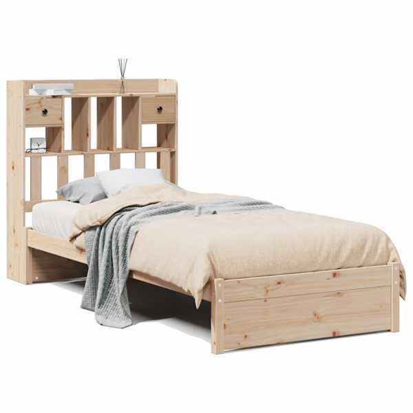 vidaXL riiuliga voodiraam ilma madratsita, 75x190 cm, m&auml;nnipuit