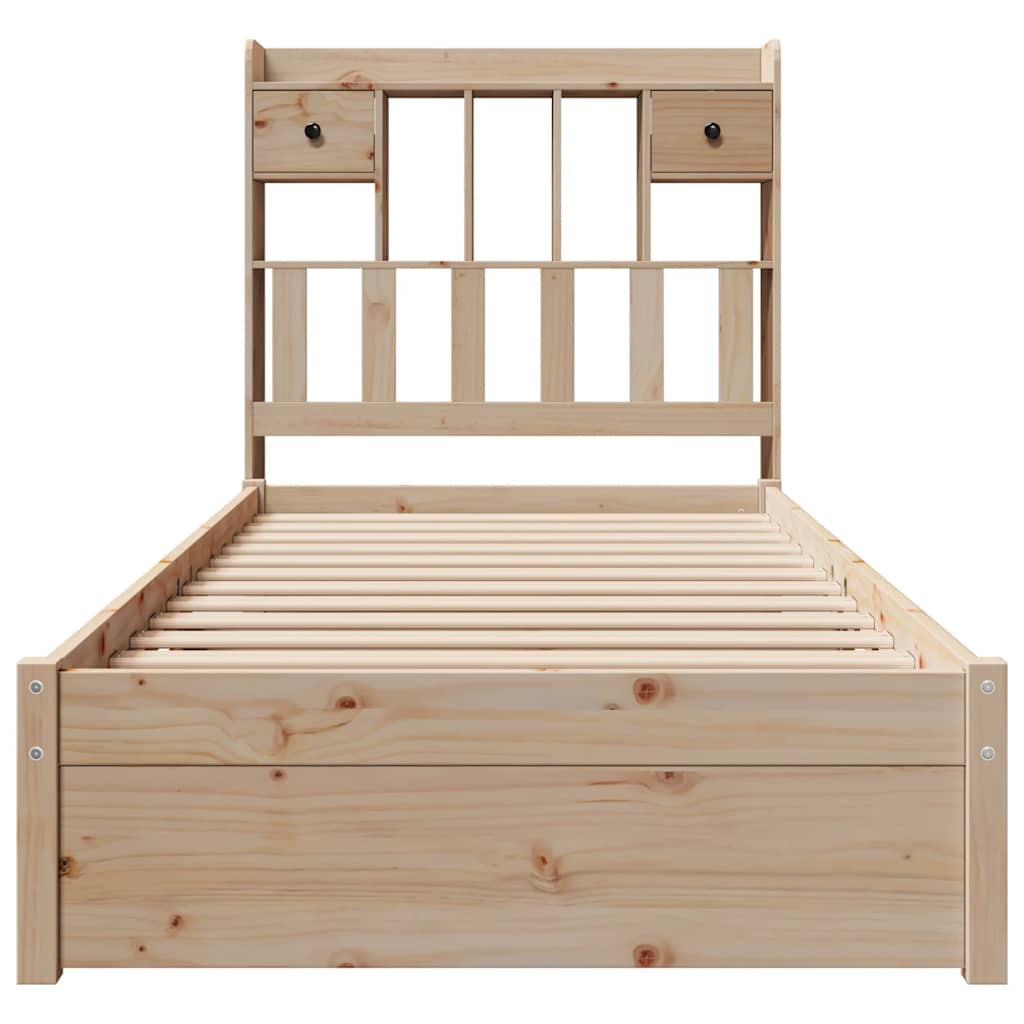 vidaXL Bed met boekenkast zonder matras massief grenenhout 75x190 cm bruin, foto 4