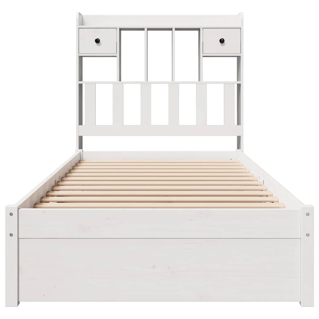 vidaXL Bed met boekenkast zonder matras grenenhout wit 75x190 cm, foto 4