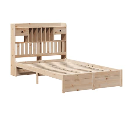 vidaXL Pat cu bibliotecă fără saltea, 120x190 cm, lemn masiv de pin