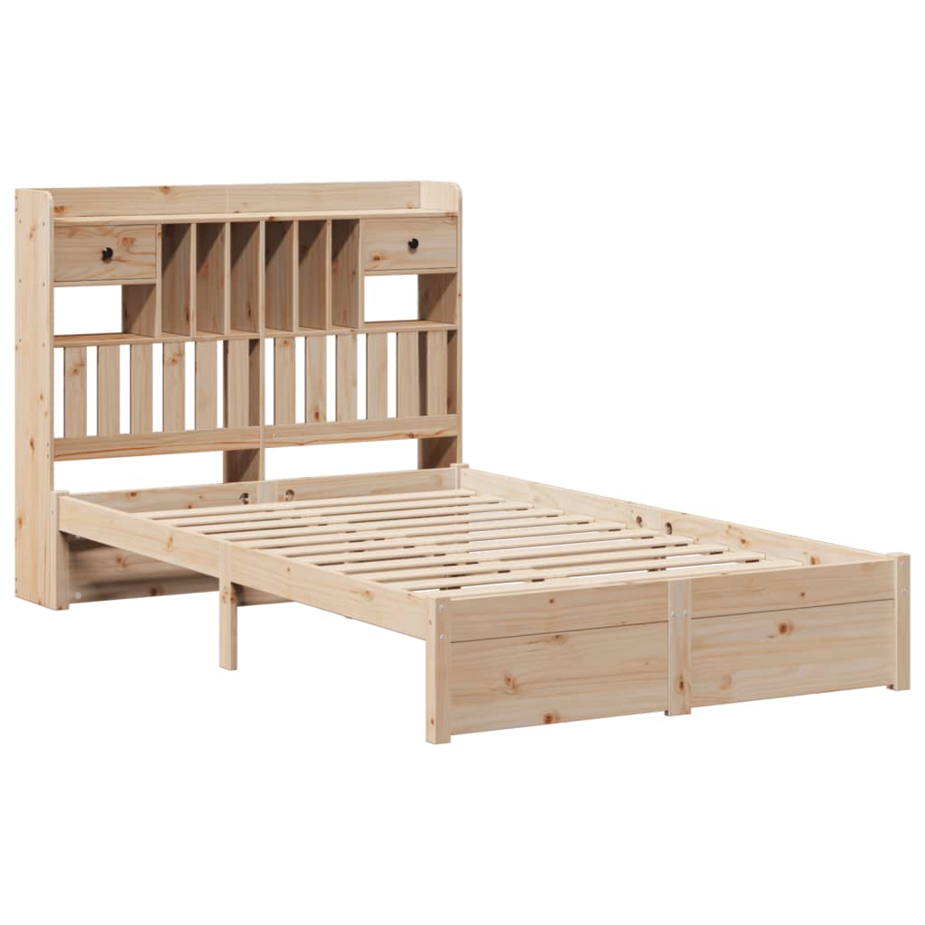 vidaXL Bed met boekenkast zonder matras massief grenenhout 135x190 cm afbeelding