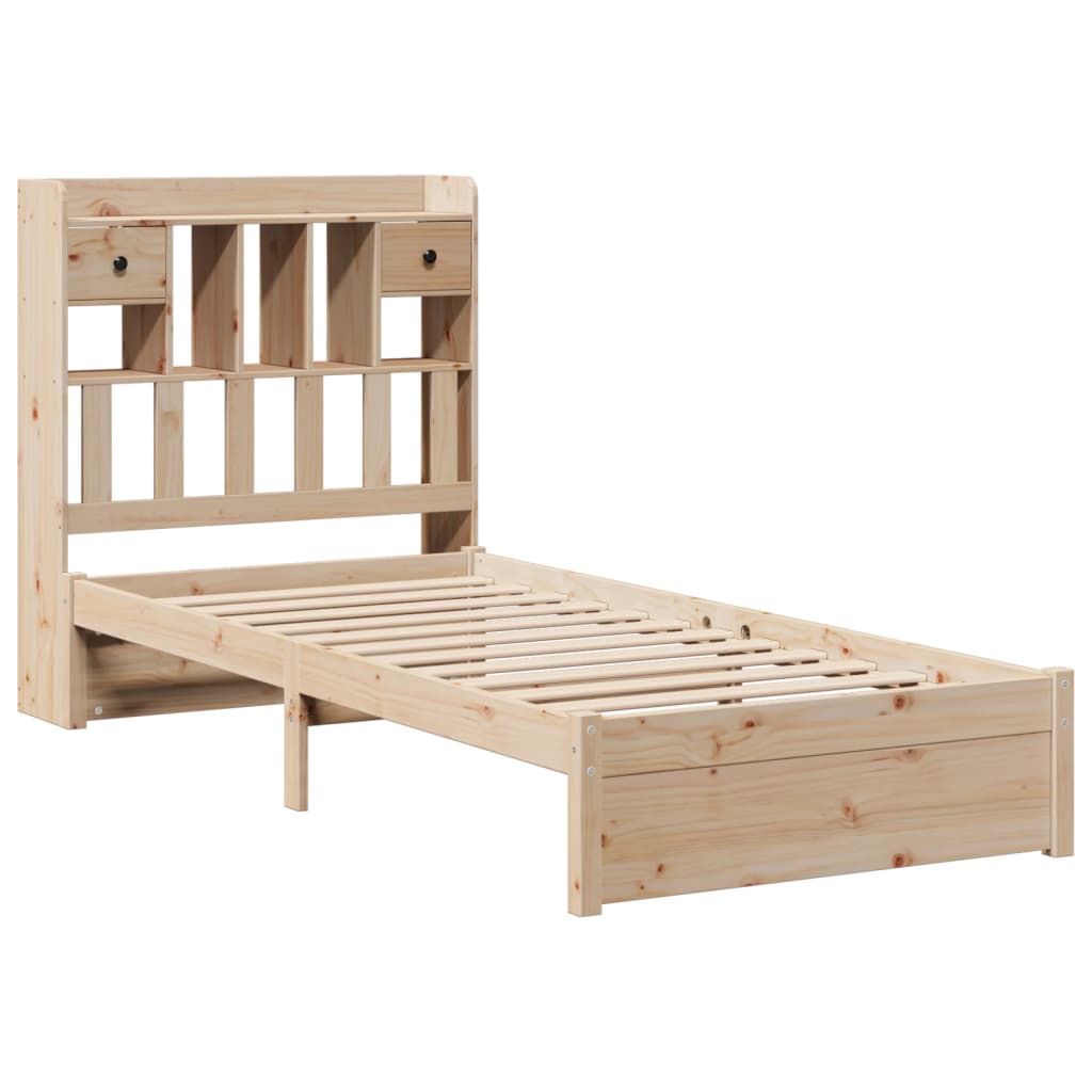 vidaXL Bed met boekenkast zonder matras massief grenenhout 90x200 cm afbeelding