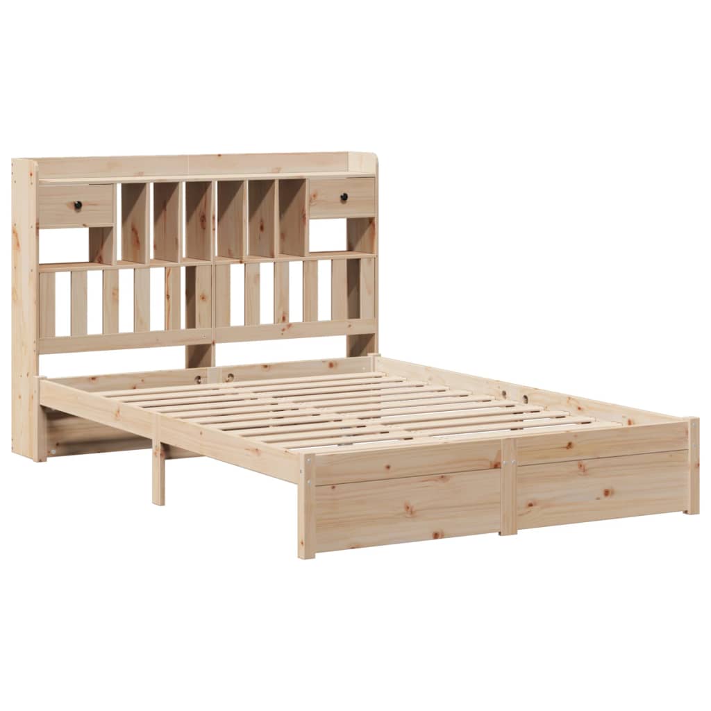 vidaXL Bed met boekenkast zonder matras massief grenenhout 140x200 cm afbeelding
