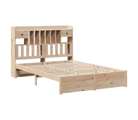 vidaXL Bed met boekenkast zonder matras massief grenenhout 150x200 cm
