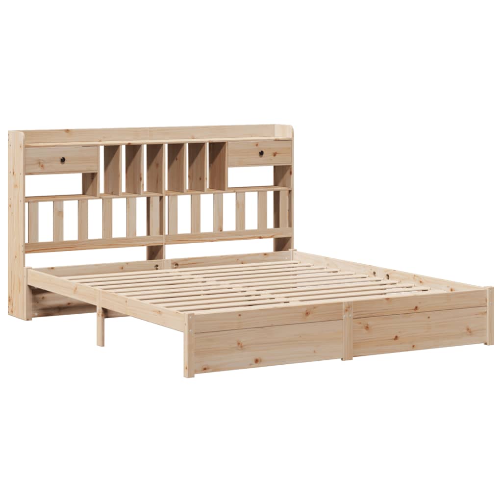 vidaXL Bed met boekenkast zonder matras massief grenenhout 200x200 cm afbeelding
