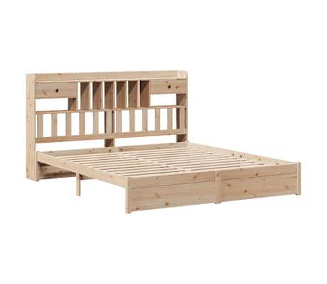 vidaXL Pat cu bibliotecă fără saltea, 200x200 cm, lemn masiv de pin