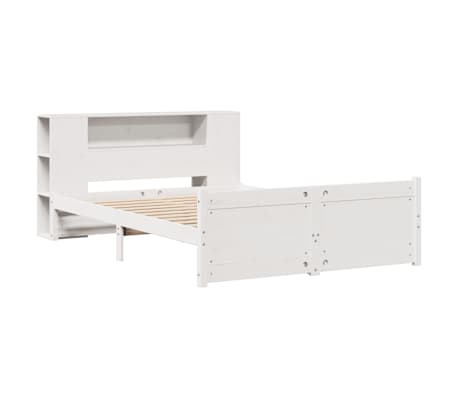 vidaXL riiuliga voodiraam ilma madratsita, valge, 120x190cm, m&auml;nnipuit