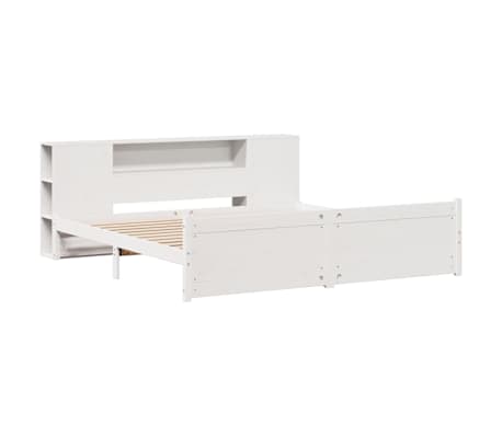 vidaXL Bed met boekenkast zonder matras grenenhout wit 180x200 cm