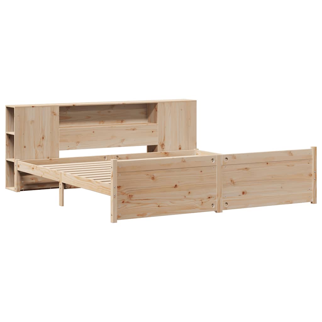 vidaXL Bed met boekenkast zonder matras massief grenenhout 200x200 cm afbeelding