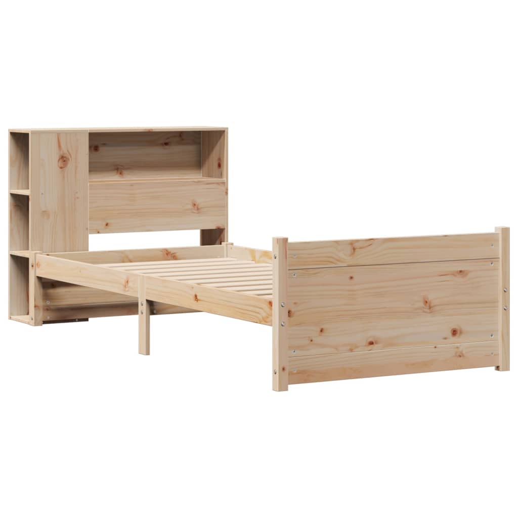 vidaXL Bed met boekenkast zonder matras massief grenenhout 75x190 cm afbeelding
