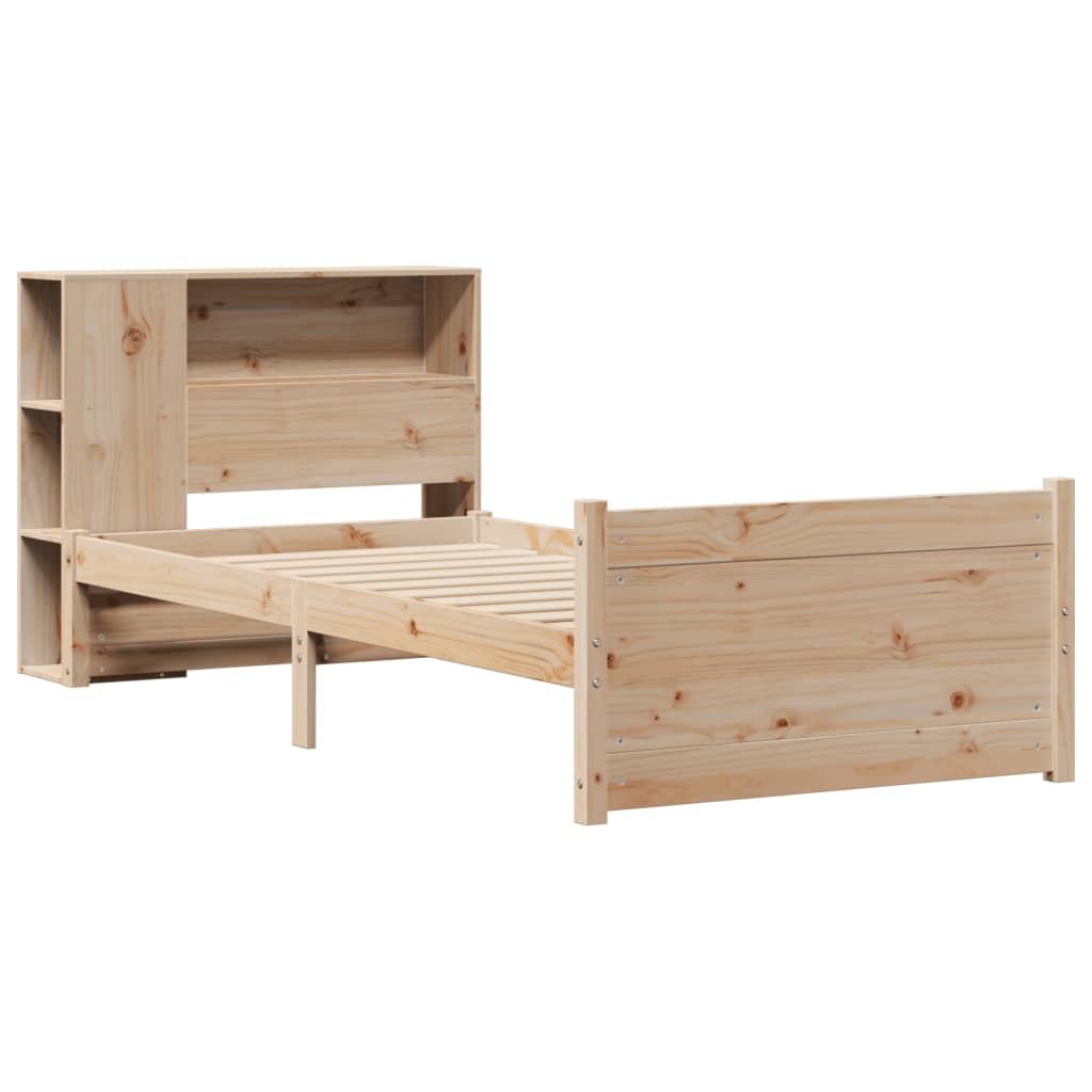vidaXL Bed met boekenkast zonder matras massief grenenhout 90x190 cm afbeelding