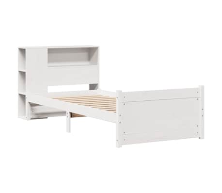 vidaXL Lit biblioth&egrave;que sans matelas blanc 90x200cm bois de pin massif