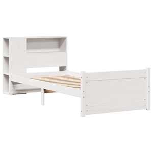 vidaXL Lit biblioth&egrave;que sans matelas blanc 90x200cm bois de pin massif