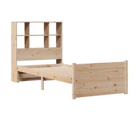 vidaXL Cama com estante sem colch&atilde;o 75x190 cm pinho maci&ccedil;o