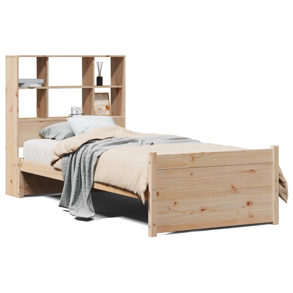 vidaXL Postel s knihovnou bez matrace 90 x 190 cm masivní borovice