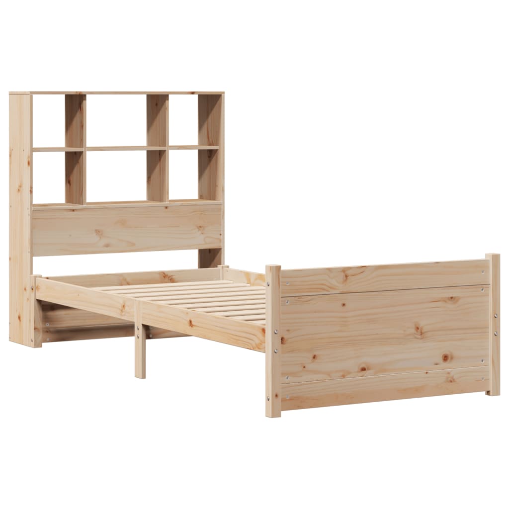 vidaXL Bed met boekenkast zonder matras massief grenenhout 90x190 cm afbeelding