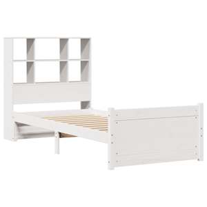 vidaXL gulta ar grāmatu plauktu, bez matrača, 90x190 cm, priedes koks