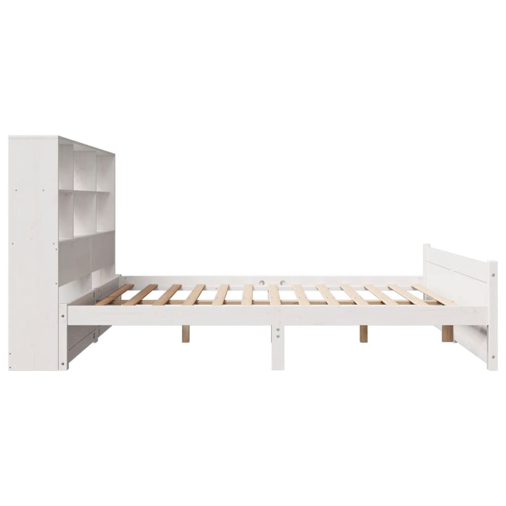 Sänky kirjahyllyllä ei patjaa valkoinen 120x190 cm täysi mänty - Image 5
