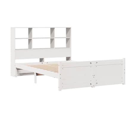 vidaXL Bookcase Bed without Mattress White 150x200 cm King Size Solid Wood Pine