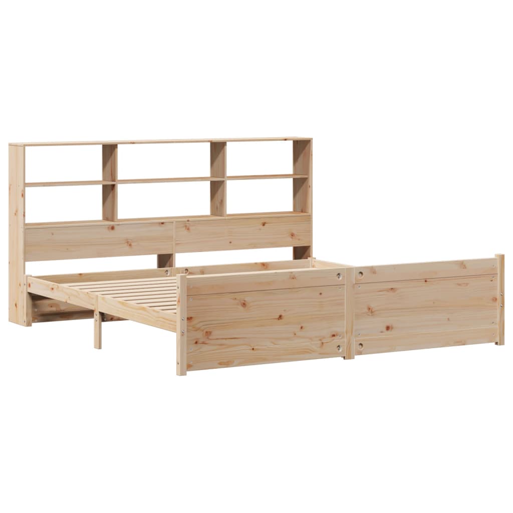 vidaXL Bed met boekenkast zonder matras massief grenenhout 180x200 cm afbeelding
