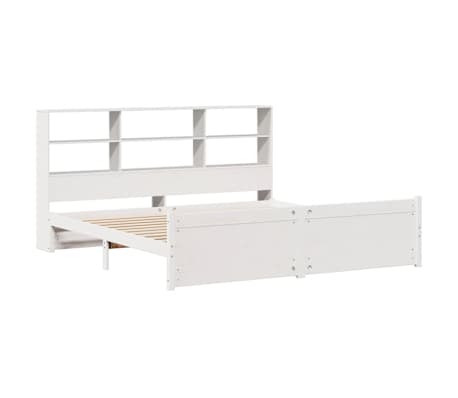 vidaXL Postel s knihovnou bez matrace bílá 200x200 cm masivní borovice