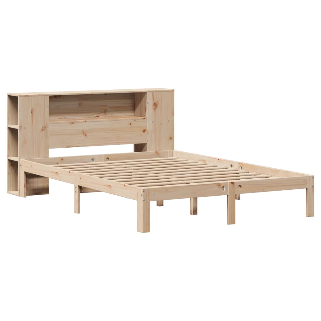 vidaXL Bed met boekenkast zonder matras massief grenenhout 140x200 cm afbeelding