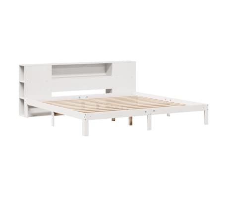 vidaXL Seng med bokhylle uten madrass hvit 200x200 cm heltre furu