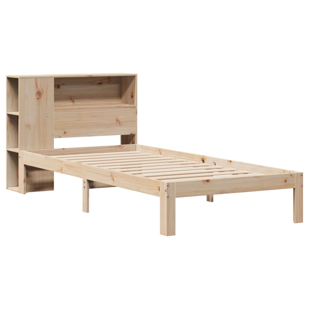 vidaXL Bed met boekenkast zonder matras massief grenenhout 90x190 cm afbeelding